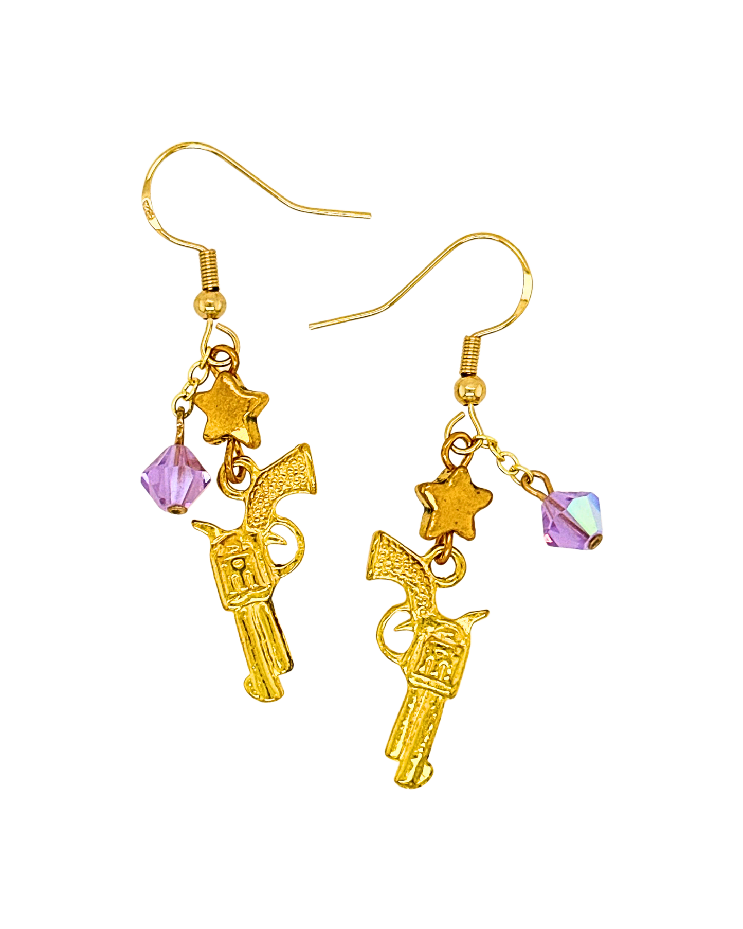 Cosmic Hunter Earrings in Gold & Purple Crystal
