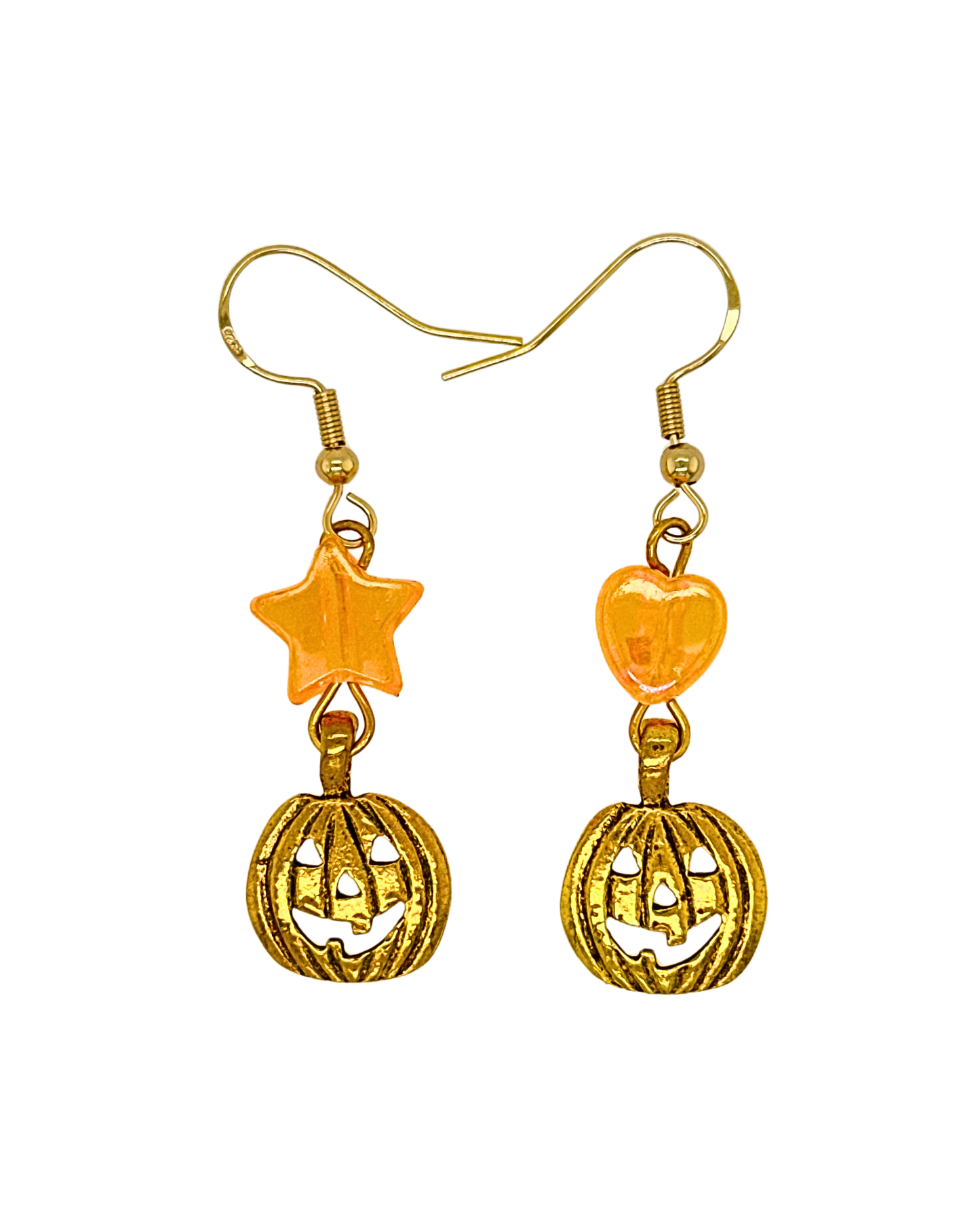 Midnight Patch Earrings in Gold & Fizzy Orange