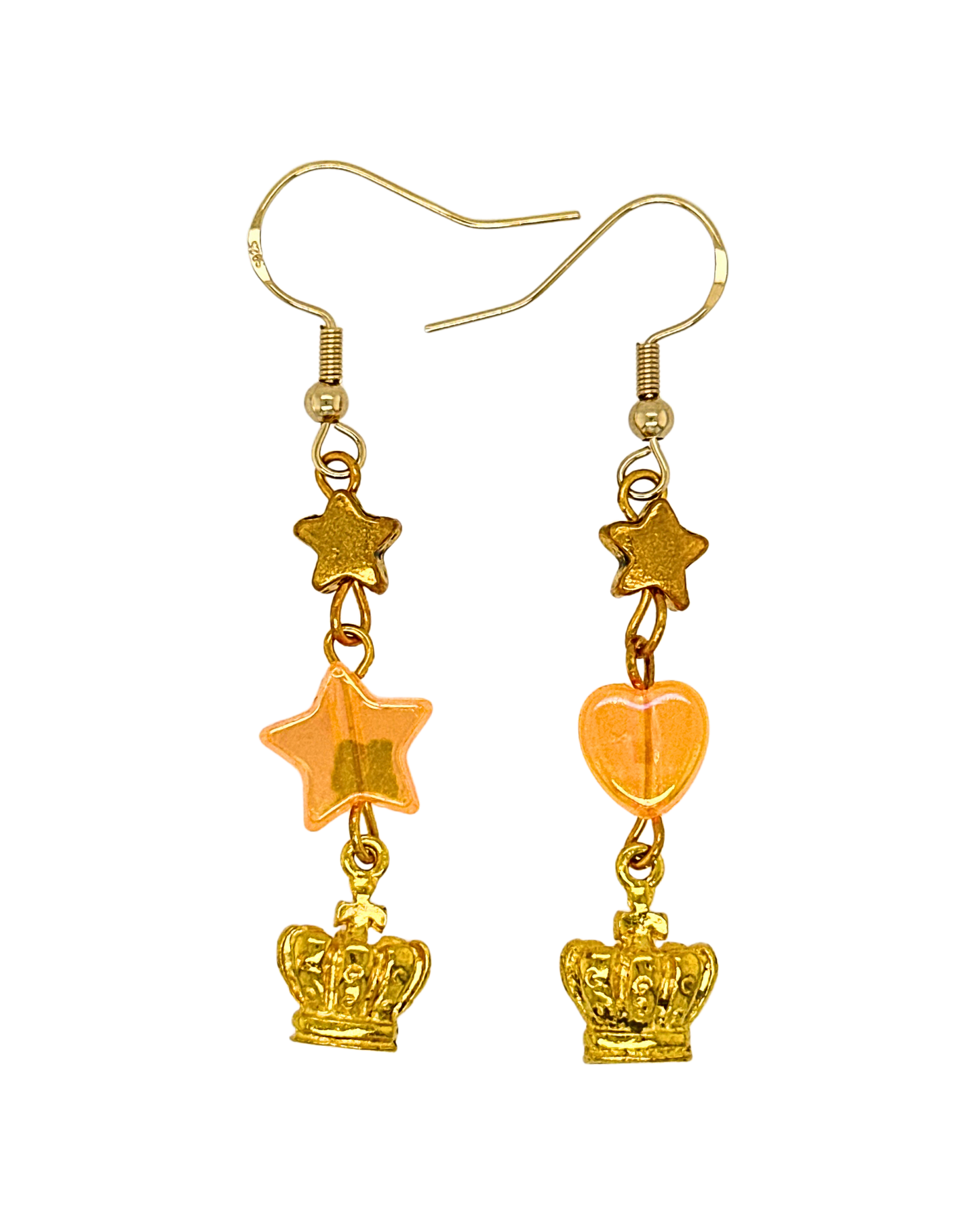 Starlit Majesty Earrings in Gold & Fizzy Orange