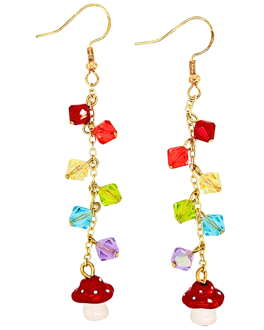 Enchanted Mushroom Earrings in Gold