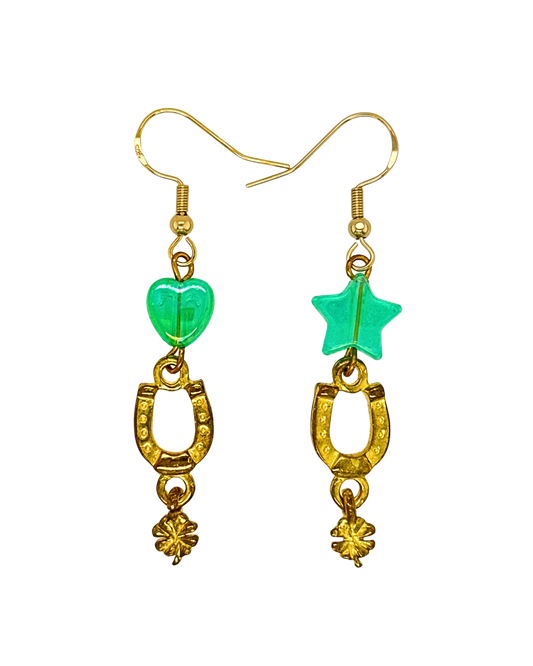 Lucky Charm Earrings in Gold & Fizzy Lime