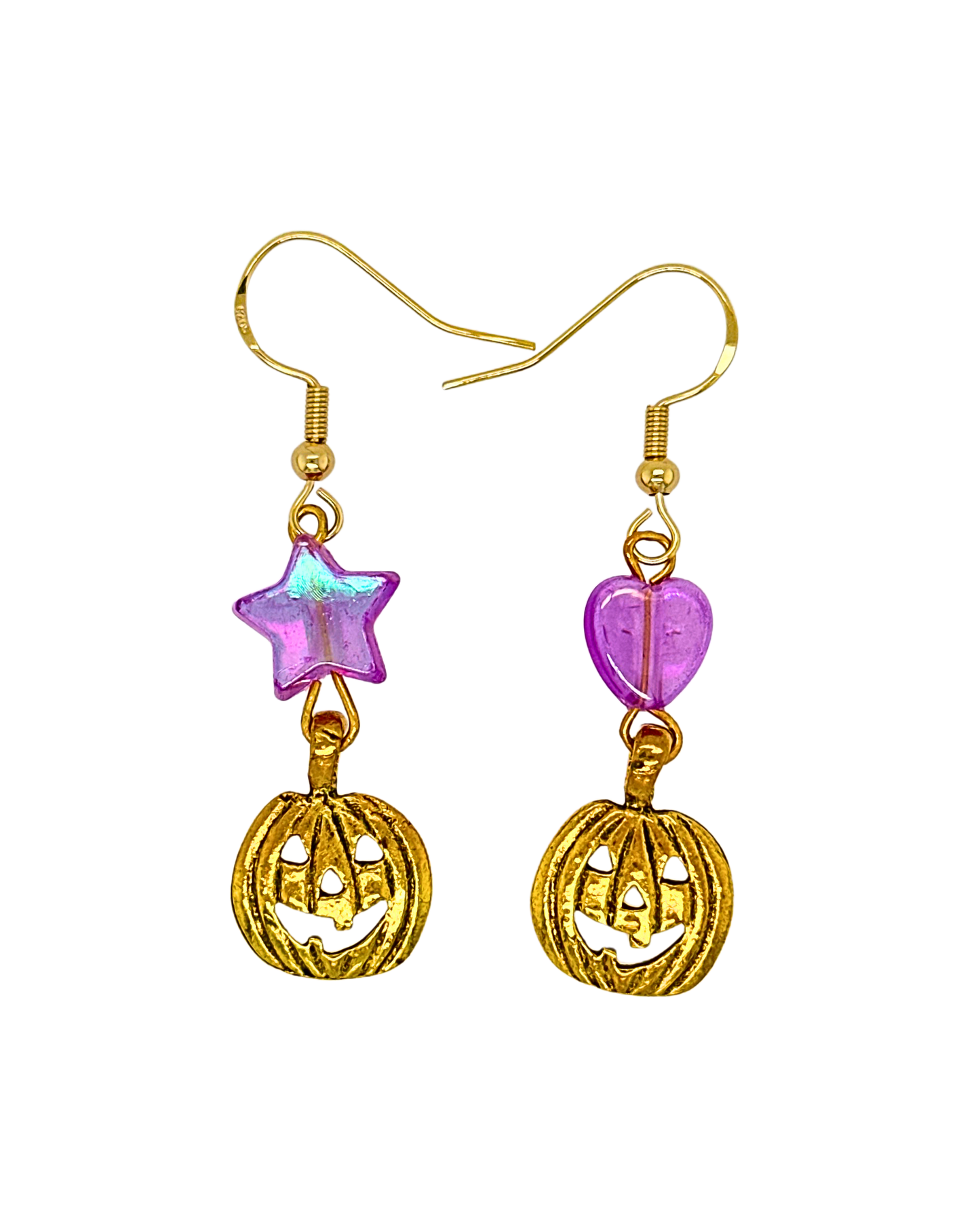 Midnight Patch Earrings in Gold & Fizzy Grape