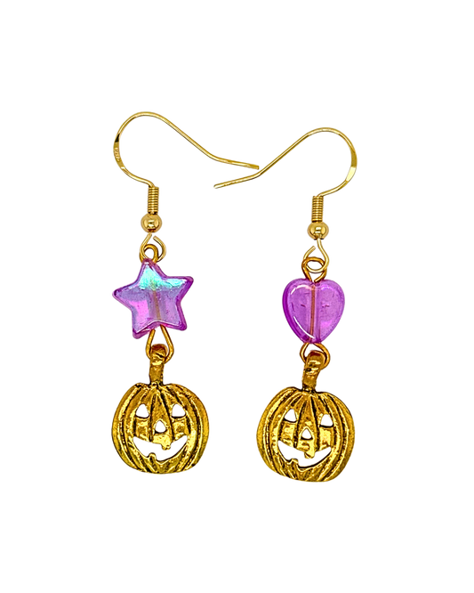 Midnight Patch Earrings in Gold & Fizzy Grape