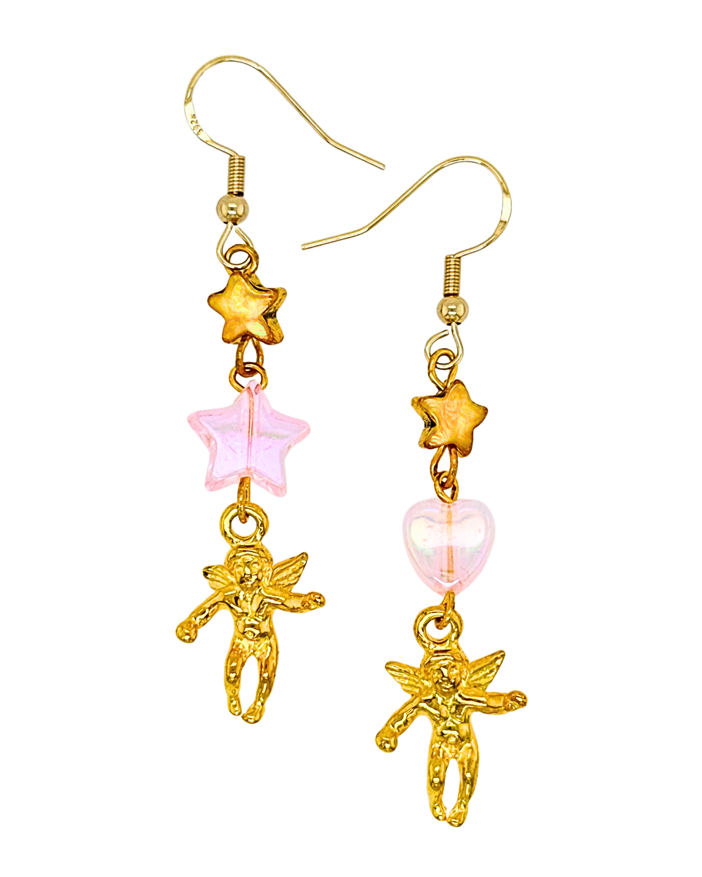 Starlit Cherub Earrings in Gold & Fizzy Sakura