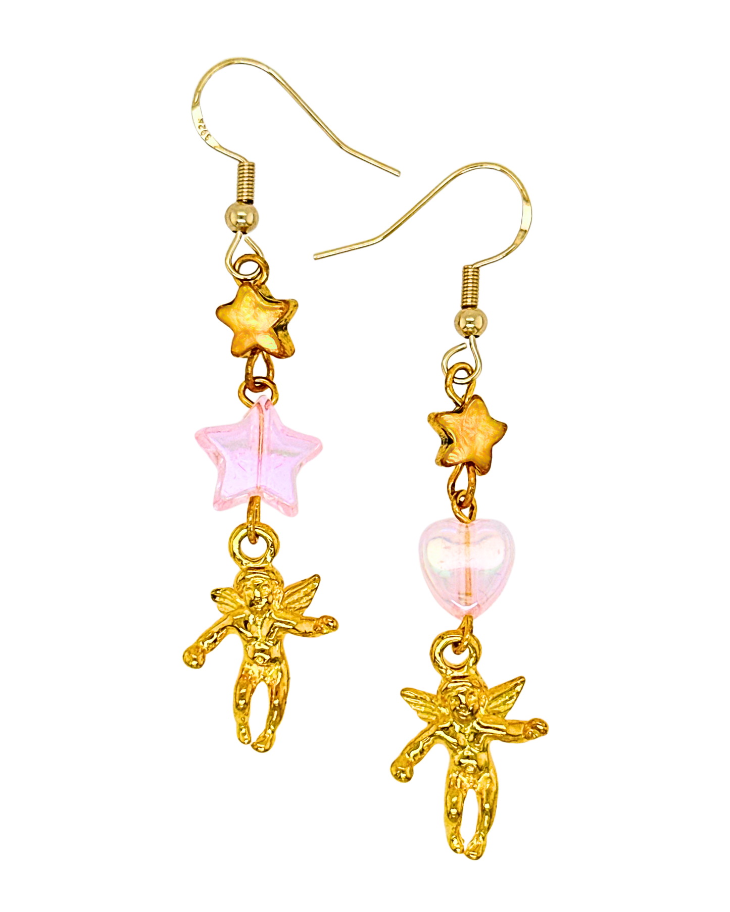 Starlit Cherub Earrings in Gold & Fizzy Sakura