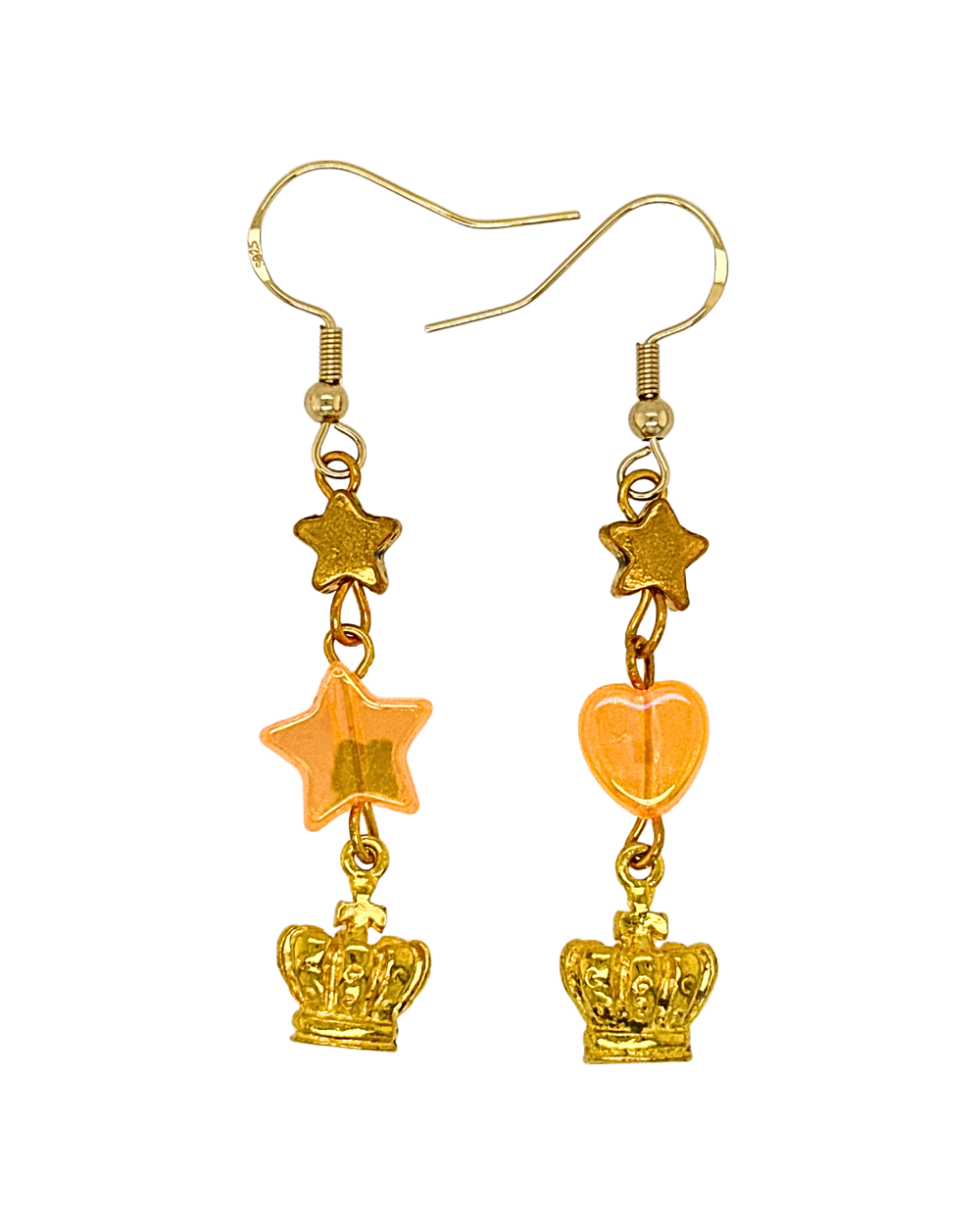 Starlit Majesty Earrings in Gold & Fizzy Orange