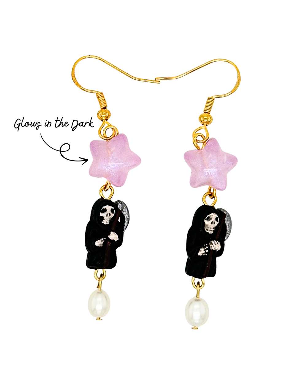 Starslayer Earrings in Gold, Glowy Star & Pearl