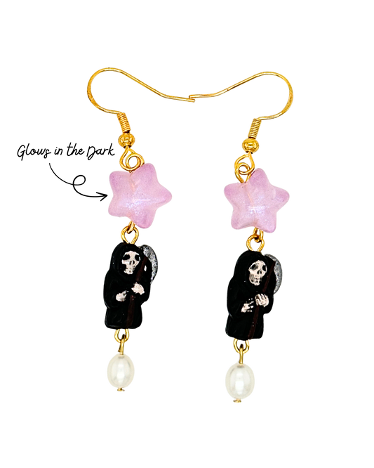 Starslayer Earrings in Gold, Glowy Star & Pearl