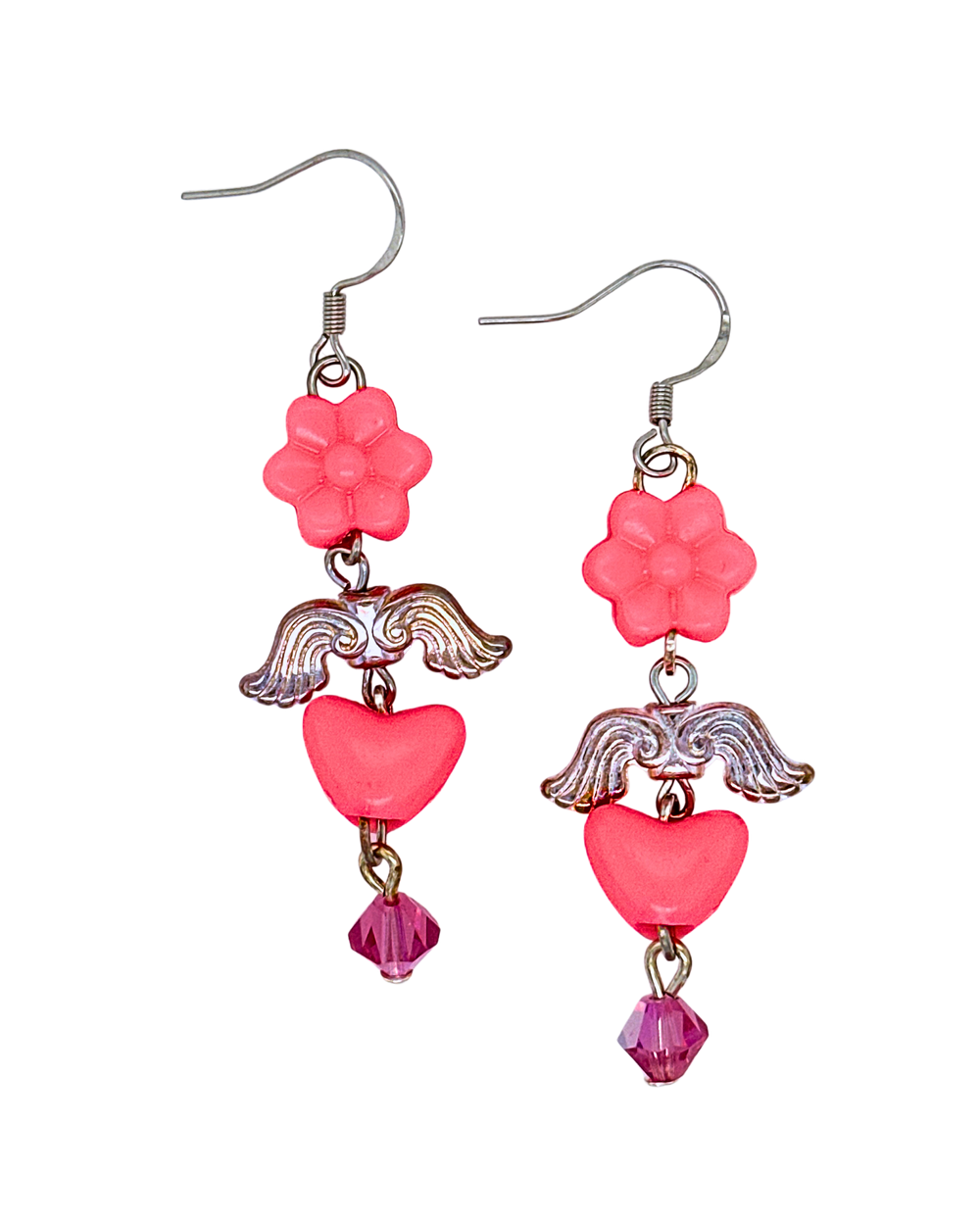 Sugar Bloom Earrings in Silver & Bubblegum Pink