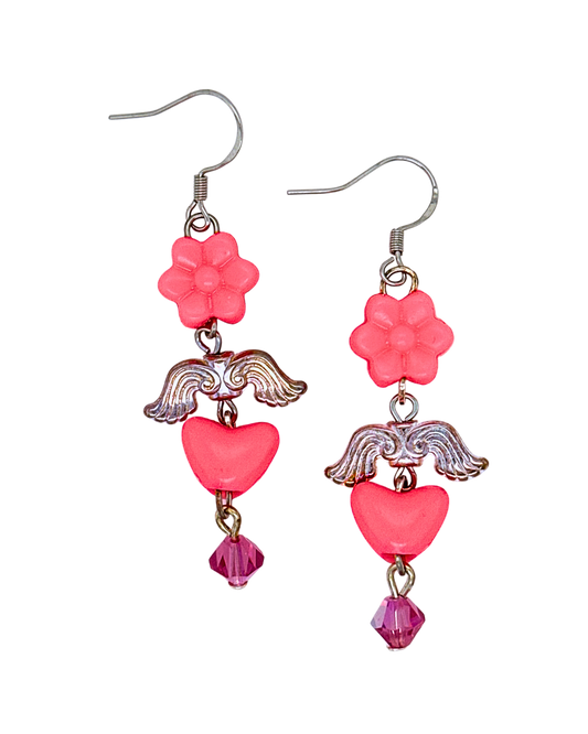 Sugar Bloom Earrings in Silver & Bubblegum Pink