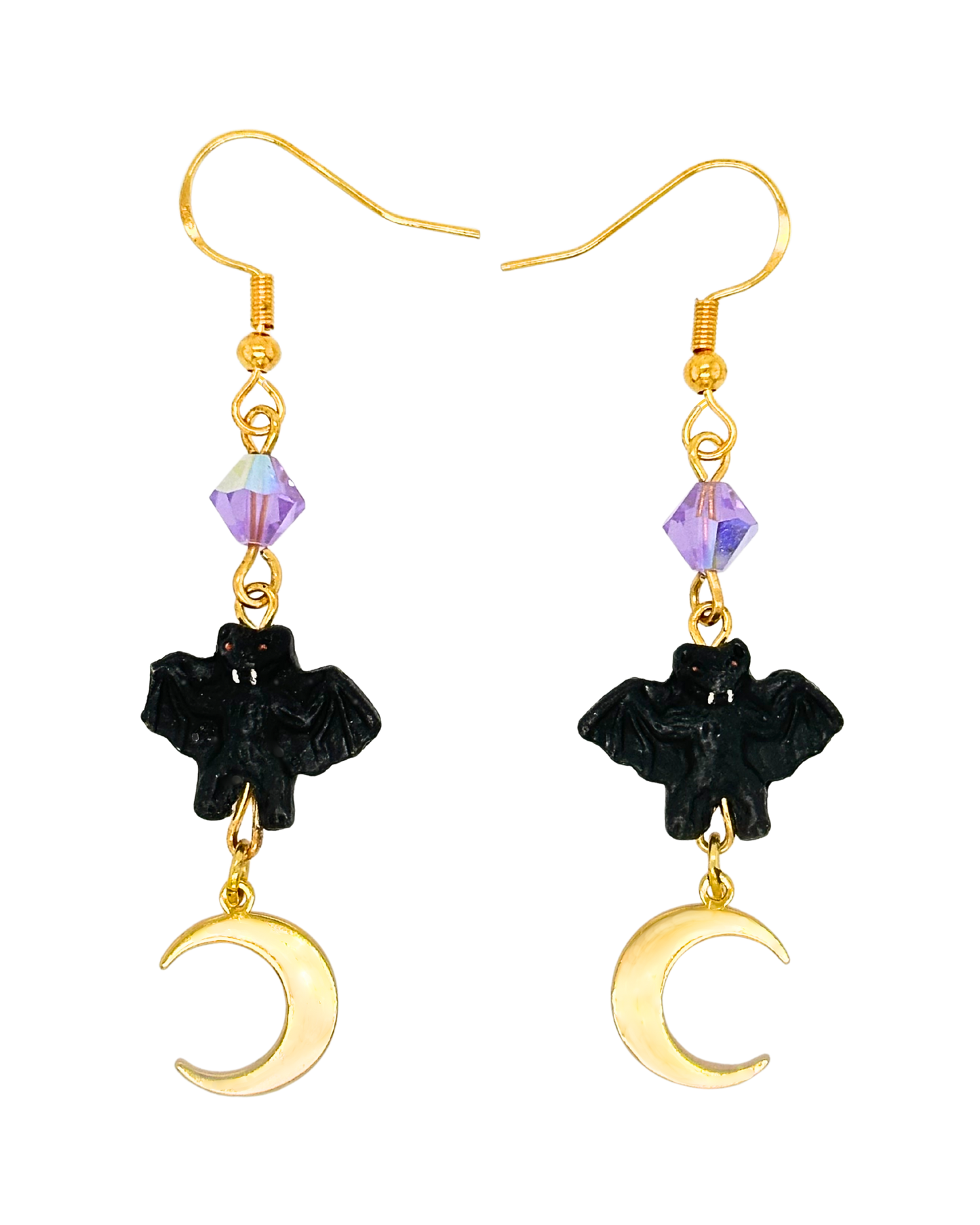 Vampirella Earrings in Gold & Purple Crystal