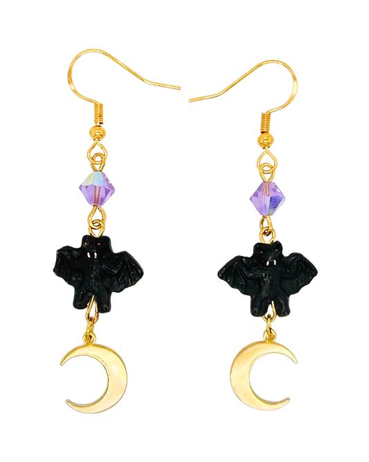 Vampirella Earrings in Gold & Purple Crystal