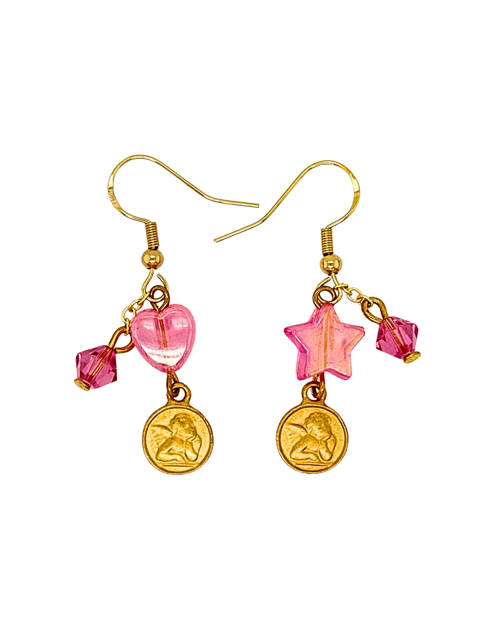 Wanderlust Earrings in Gold, Fizzy Strawberry & Pink Crystal