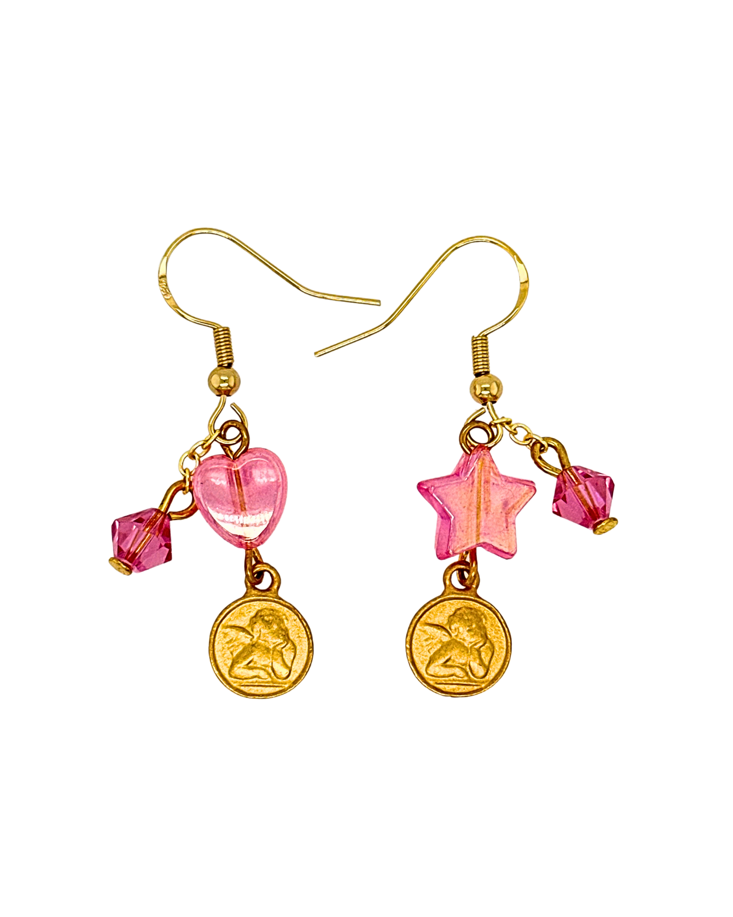 Wanderlust Earrings in Gold, Fizzy Strawberry & Pink Crystal